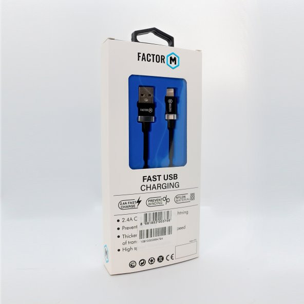 Factor M Platinum Kablo 2.4A 20W UsbA To Lightning (FM-PCL) - 3