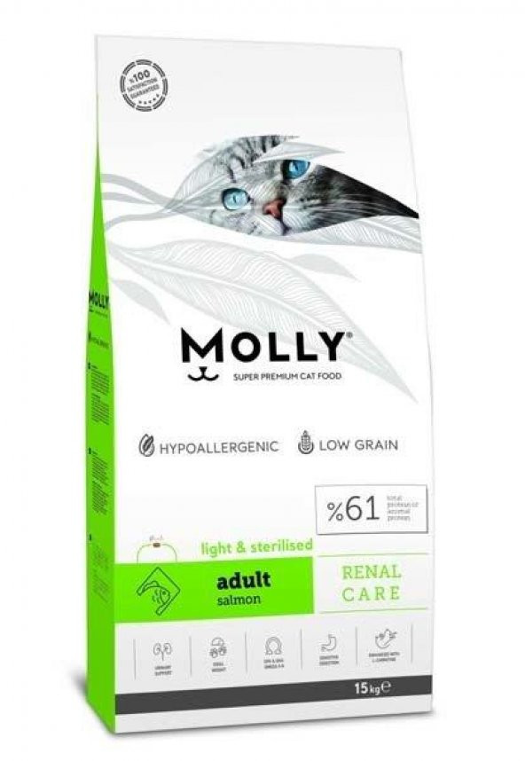 Molly Hipoalerjenik Somonlu Kısırlaştırılmış Kedi Maması 15 Kg