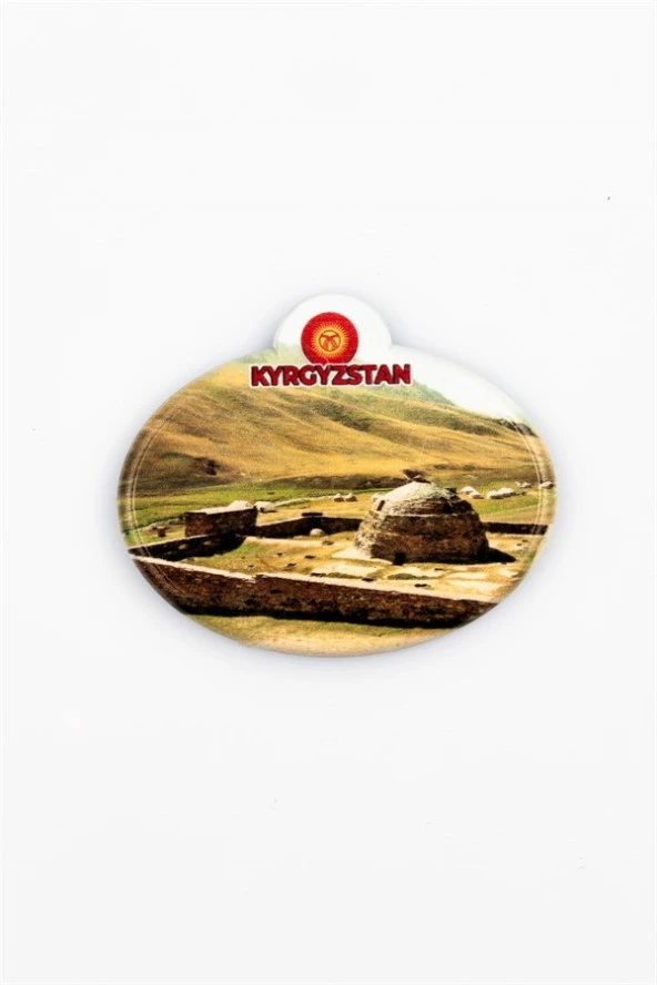 Kırgızistan Taş Rabat Kervansarayı Oval Magnet - Resim 3