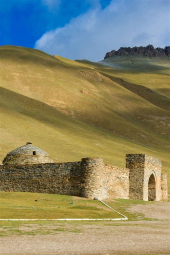 Kırgızistan Taş Rabat Kervansarayı Oval Magnet - Resim 5