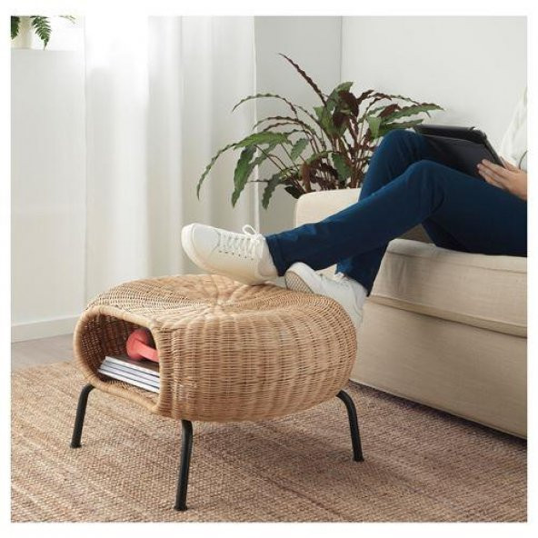 Tabure Sehpa Rattan Antrasit El Yapımı Y-36 cm X Ç-62 cm  Meridyendukkan IKEA - 3