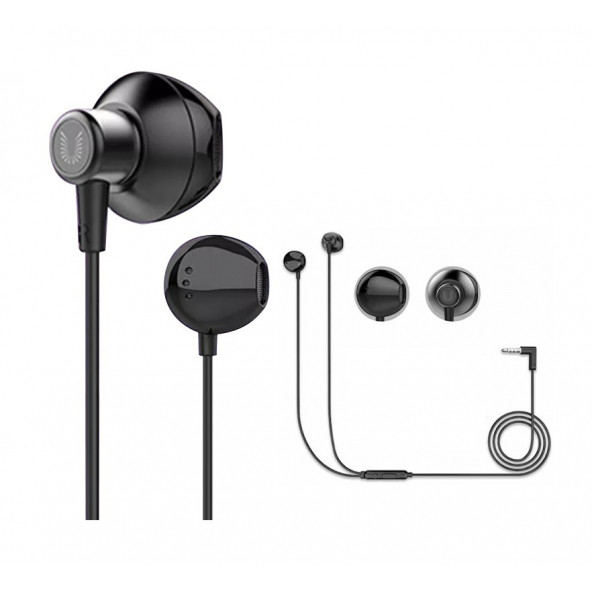 Wow Uiisii HM12 Mikrofonlu Kulakiçi 90° Kablolu Kulaklık - Hd Süper Güçlü Metal Bass - Siyah - 1