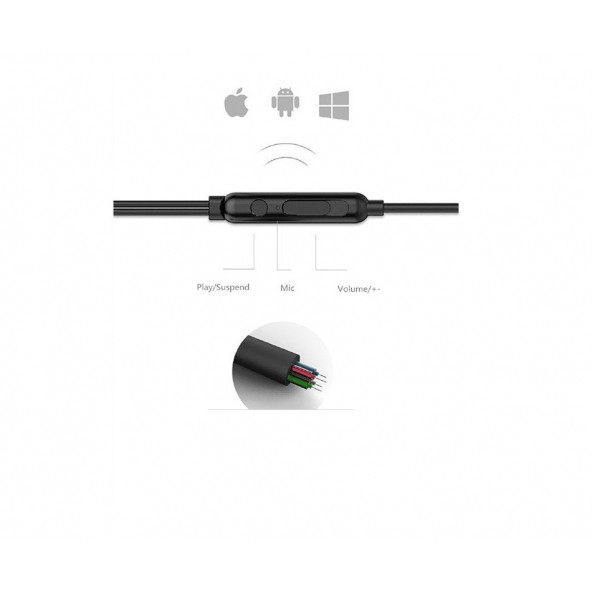 Wow Uiisii HM12 Mikrofonlu Kulakiçi 90° Kablolu Kulaklık - Hd Süper Güçlü Metal Bass - Siyah - 4