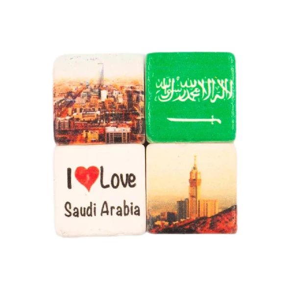 Suudi Arabistan Temalı Dörtlü Taş Magnet ürün görseli