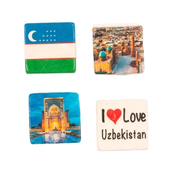 Özbekistan Temalı Dörtlü Taş Magnet - Resim 2