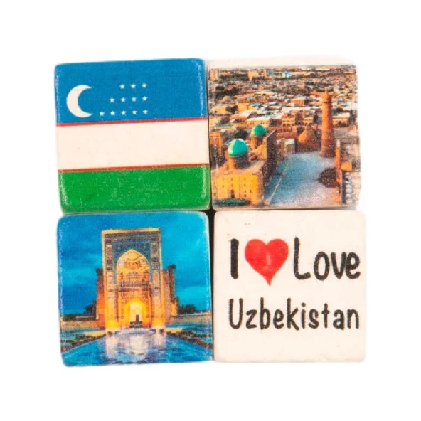 Özbekistan Temalı Dörtlü Taş Magnet