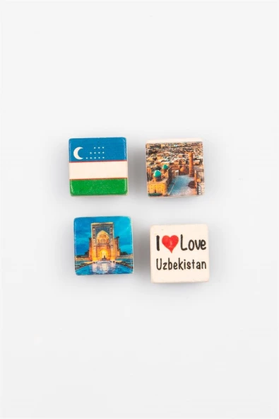 Özbekistan Temalı Dörtlü Taş Magnet - Resim 5