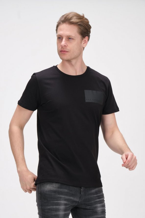 Erkek Bisiklet Yaka Pamuklu Kısa Kollu Basic T-Shirt - 2