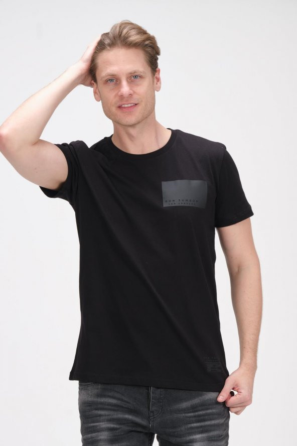 Erkek Bisiklet Yaka Pamuklu Kısa Kollu Basic T-Shirt - 4