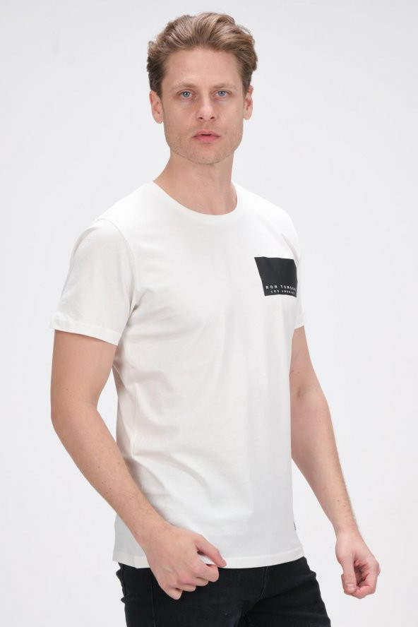 Erkek Bisiklet Yaka Pamuklu Kısa Kollu Basic T-Shirt - 10