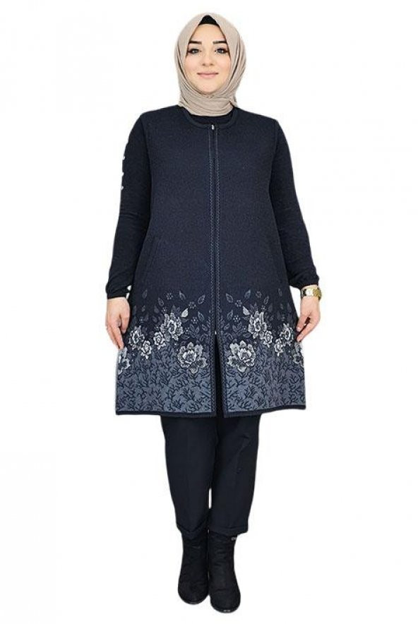 KUĞU ÇİÇEK DESENLİ FERMUARLI YELEK - 4