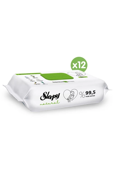 Sleepy Natural 60 Yaprak 12'li Paket Islak Mendil