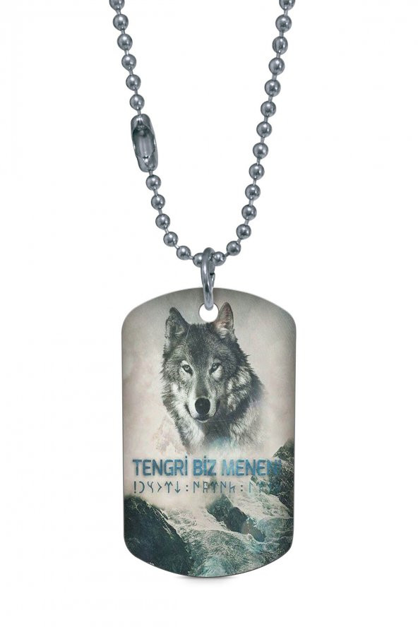 Tengri Biz Menen Gümüş Renk Künye / Kolye DFT5457