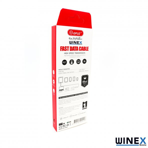 Winex CA116 USBA to Micro Hızlı Data ve Şarj Kablosu 3A Beyaz - 3