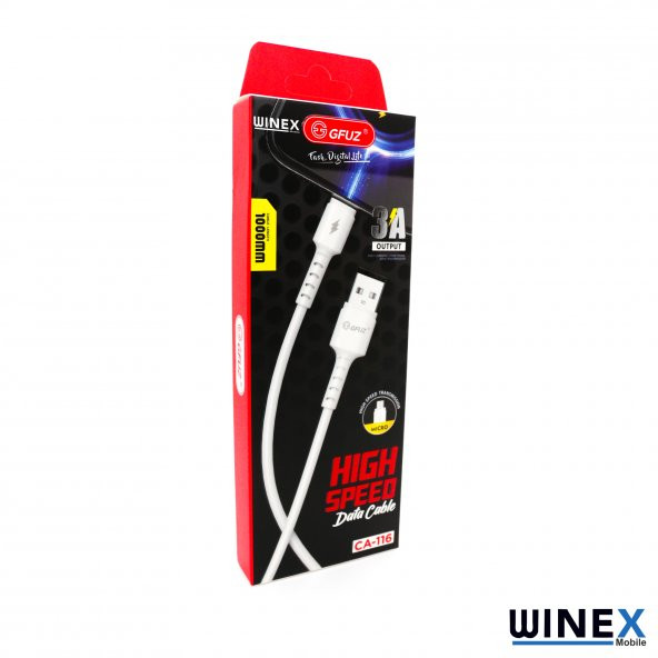 Winex CA116 USBA to Micro Hızlı Data ve Şarj Kablosu 3A Beyaz - 4