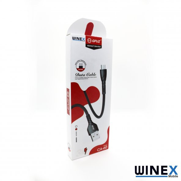 Winex CA60 USBA to Micro Hızlı Data ve Şarj Kablosu 3A Siyah - 3
