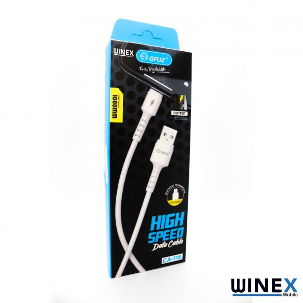 Winex CA116 USBA to Lightning Data ve Şarj Kablosu 3A Siyah - 3
