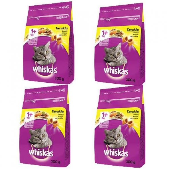 Whiskas Kuru Tavuk&Sebze 300G x 4 Adet