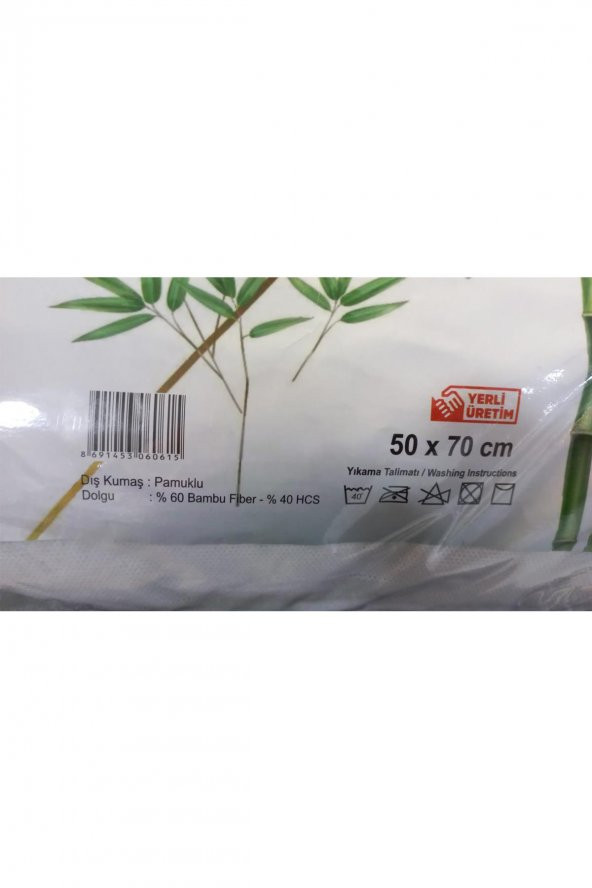 Pamuklu Kumaş 60 Bambu 40 Fiber Dolgulu Bamboo 50x70 Yastık - 4