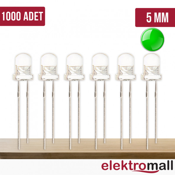 5mm Yeşil Şeffaf Led - 1000 Adet