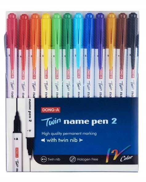 Dong A Twin Name Pen 2 Çift Yönlü Kalem 12 Renk