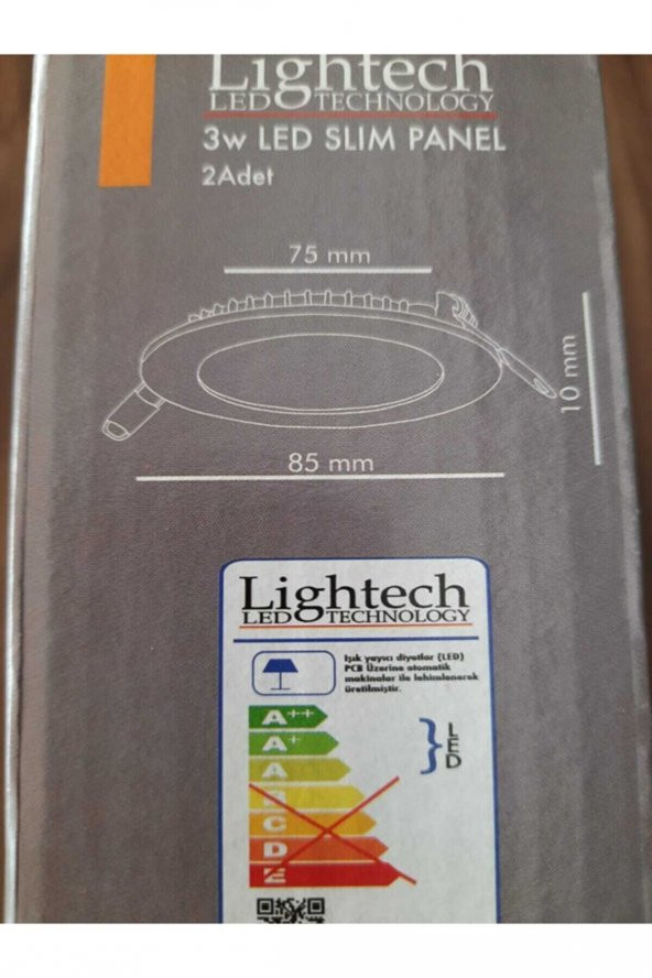 Lightech 3W Panel Led Spot Beyaz Işık 6500K