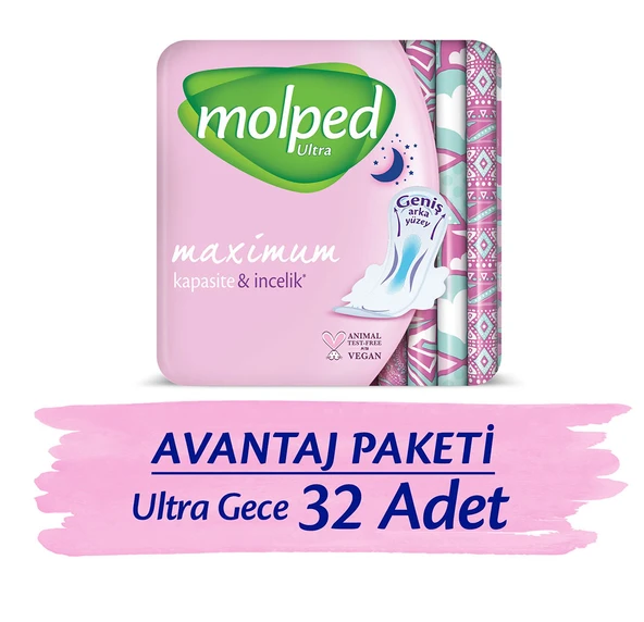 MOLPED ULTRA HİJYENİK PED GECE AVANTAJ PAKETİ 32 ADET