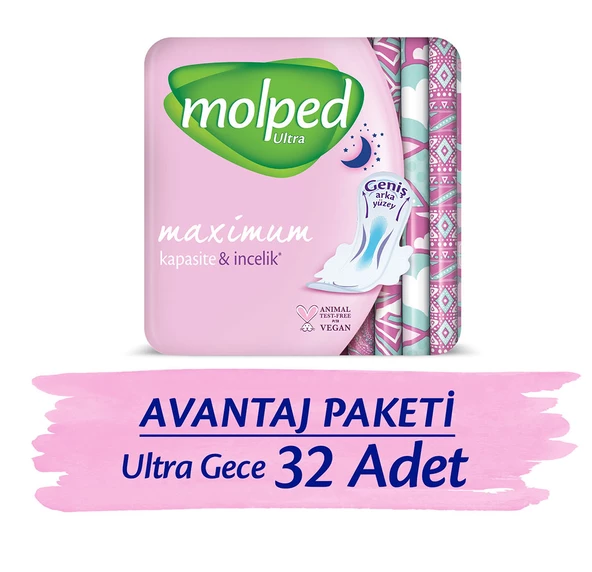 MOLPED ULTRA HİJYENİK PED GECE AVANTAJ PAKETİ 32 ADET