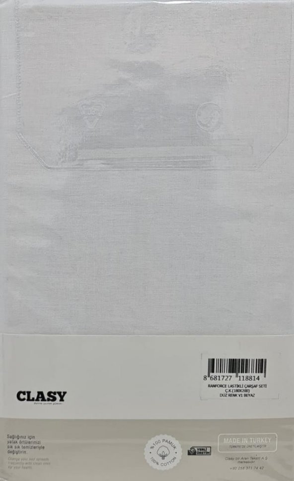 Clasy Çift Kişilik Lastikli Çarşaf Seti 180x200 V1 Beyaz - 2