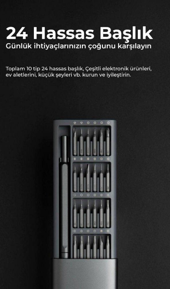 Shaza 24 Parça Hassas Tornavida Seti Mıknatıslı Alüminyum Kasa Telefon, Pc vb. Tamir Seti - 4