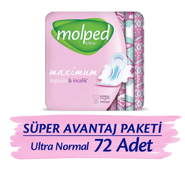 MOLPED ULTRA HİJYENİK PED  NORMAL SÜPER AVANTAJ PAKETİ 72 ADET