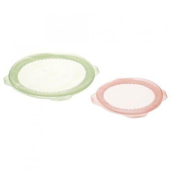 2 Parça Gıda Koruyucu Vakum Kapak IKEA Pembe-Yeşil 2 li Kapak ürün görseli 1