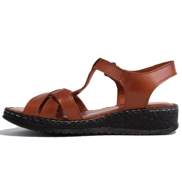 Dagoster DZA07-60021011 Taba Günlük Ortopedik Deri Kadın sandalet - 3