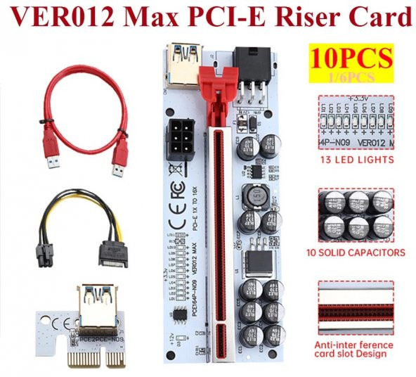 Ver012 MAX Plus PCI-EX 1x to 16x Çevirici USB 3.0 Riser Kablo (Ver 12 MAX) **