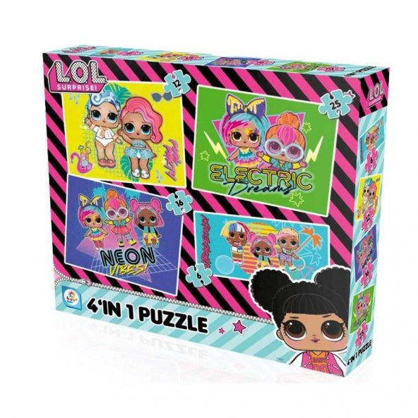 LOL7627 Laço Kids L.O.L. 4ü1 Kutuda Puzzle / 6+12+16+25 Parça Puzzle