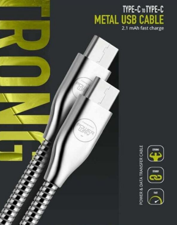 POWERWAY CX05 Type C To Type C Metal USB Kablo Hızlı Şarj 3.0 mAh