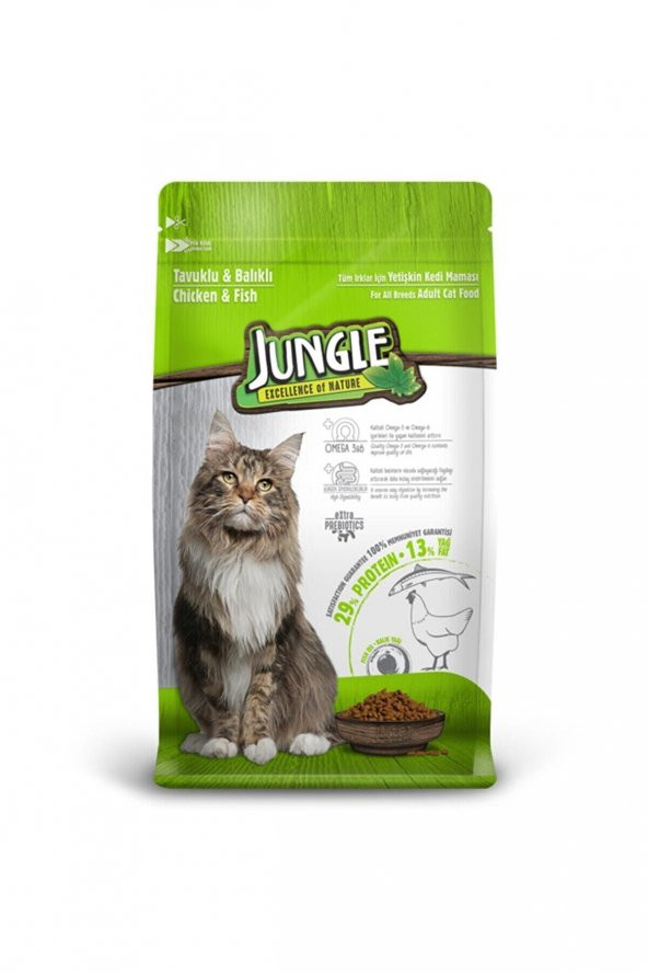 Jungle Tavuklu Balıklı 15 kg Yetişkin Kuru Kedi Maması