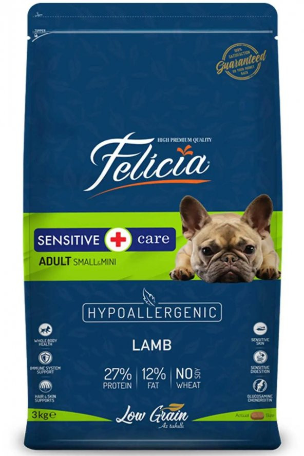 Felicia Az Tahıllı 3 Kg Yetişkin Kuzulu Small Mini HypoAllergenic Köpek Maması