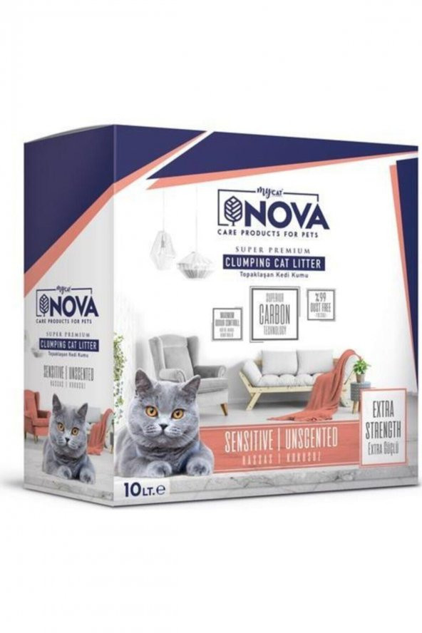 Mycat Nova Extra Güçlü ( hassas kokusuz) Premium Kedi Kumu 10lt