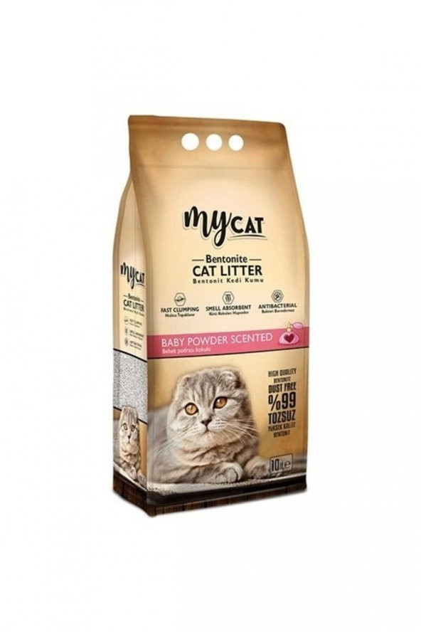Mycat Bebek Pudralı İnce Taneli Kedi Kumu 10 lt