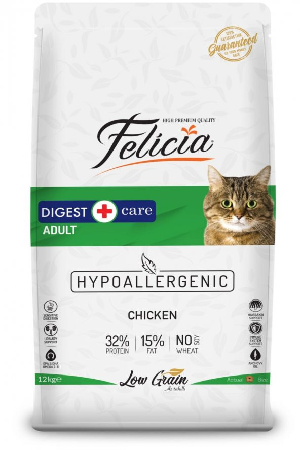 Felicia Az Tahıllı 12 Kg Yetişkin Tavuklu HypoAllergenic Kedi Maması