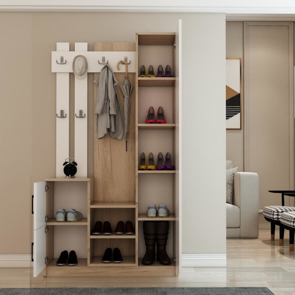 Afilli Nova Kapaklı Aynalı Portmanto Vestiyer Tamamı Mdflam - 3