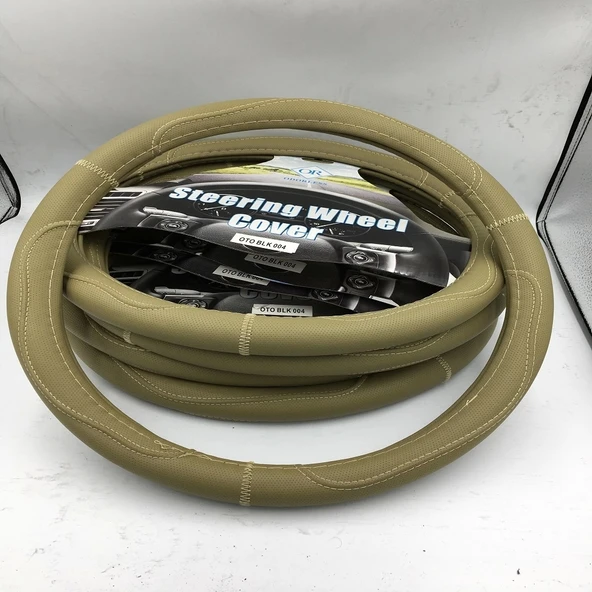 38CM Bej Renk Deri Direksiyon Kılıfı Geçmeli Model A+ İthal Ürün - 4