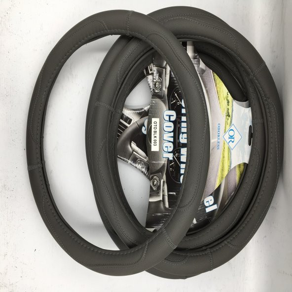 38CM Gri Renk Deri Direksiyon Kılıfı Geçmeli Model A+ İthal Ürün - 2