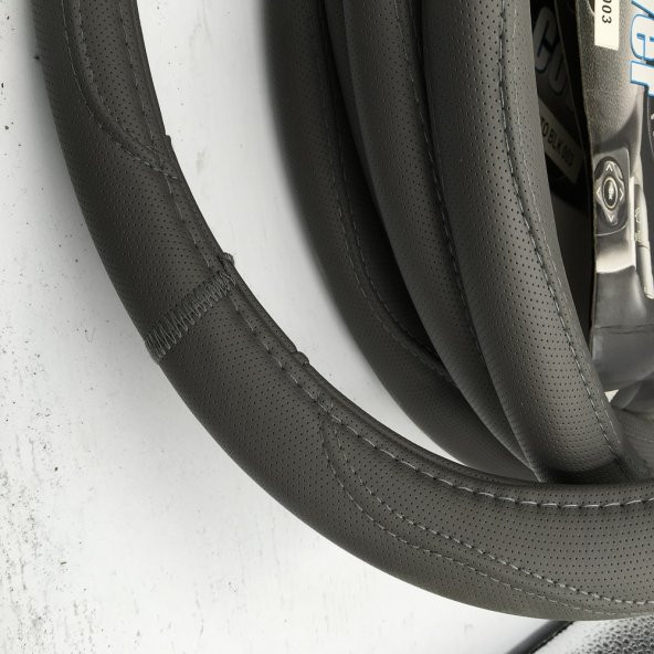 38CM Gri Renk Deri Direksiyon Kılıfı Geçmeli Model A+ İthal Ürün - 4