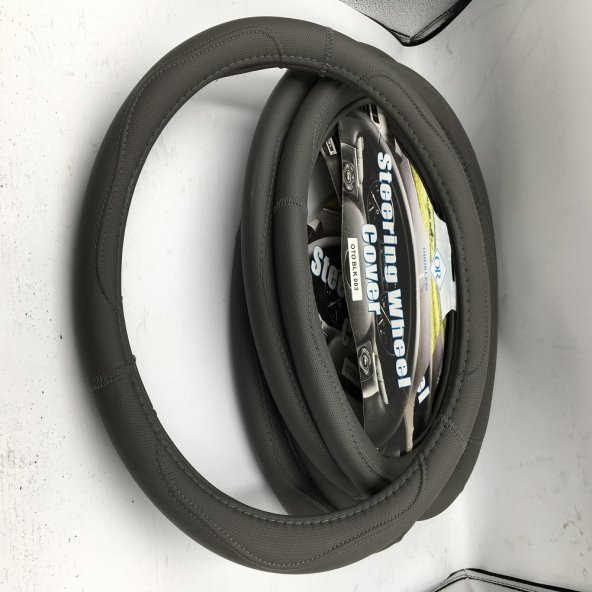 38CM Gri Renk Deri Direksiyon Kılıfı Geçmeli Model A+ İthal Ürün - 3