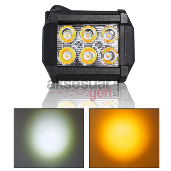 Offroad Sis Çalışma Lambası Turuncu Beyaz Cakar Modlu 12 Led 18W A+ İthal Ürün - 7