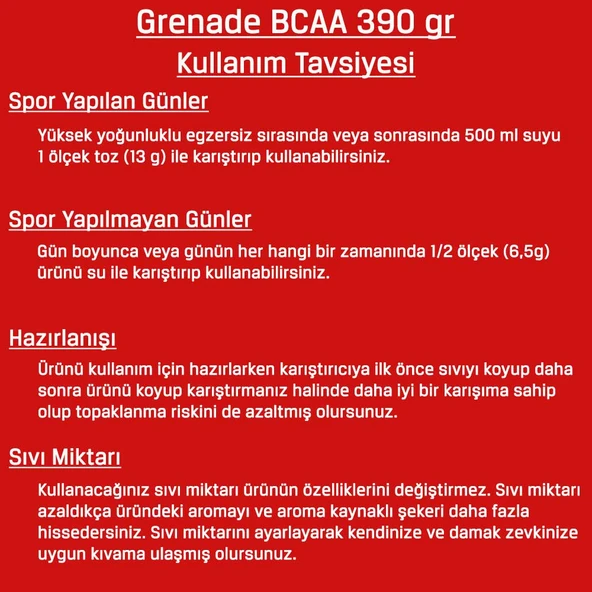 Grenade BCAA 390 Gr 60 Servis Tropikal Meyve Aromalı 2:1:1 Bcaapowder Branched Chahin Amino Acid - 3