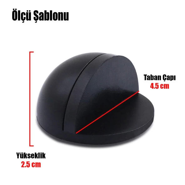 Yarımay Kapı Stoperi Tamponu Yapışkanlı Metal Kapı Stopu Durdurucu Tutucu Mat Siyah - 5