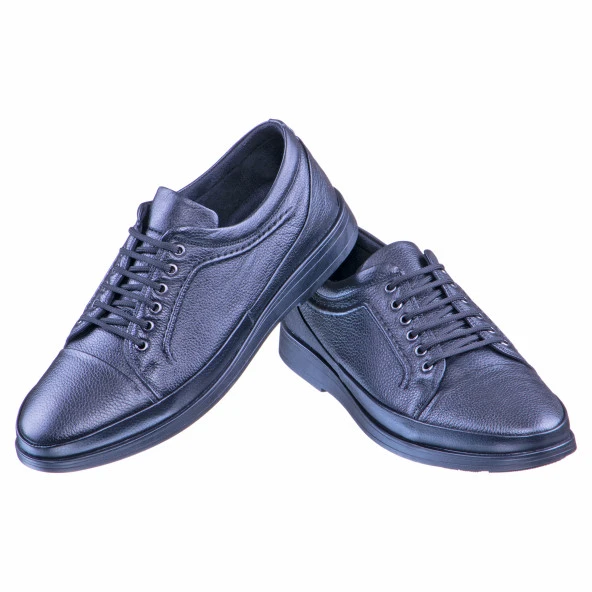 Siyah Ortopedik Diyabetik Bağcıklı Günlük Erkek Ayakkabı